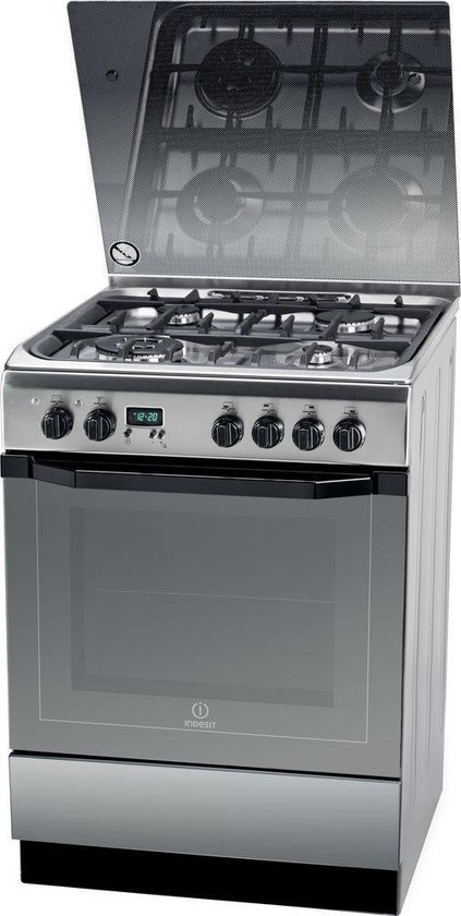 423x840 Indesit I6TMH5AG(X)/NL - Gasfornuis RVS 60cm breed met hete lucht oven - Afbeelding 1