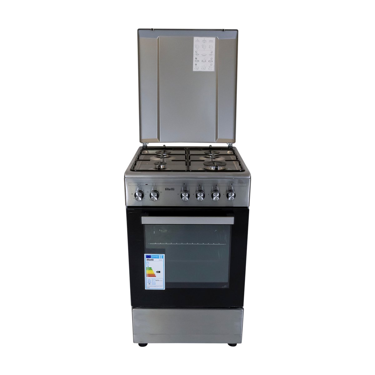 4N5A3563-Edit.jpg Fitelli FG5001RVS Fornuis - Gas - breedte 50 cm - Grijze kleur - Afbeelding 1