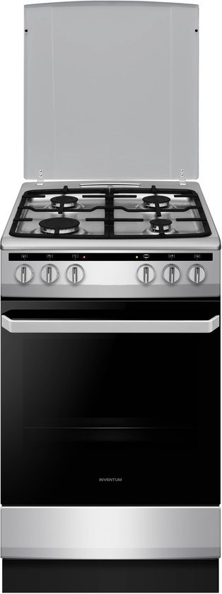 550x288-1.jpg Inventum VFG5020GRVS - Vrijstaand gasfornuis - Elektrische oven - 4 kookzones - 50 cm - 62 liter - Zilver/Zwart - Afbeelding 1