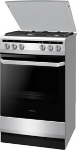 Inventum VFG5020GRVS - Vrijstaand gasfornuis - Elektrische oven - 4 kookzones - 50 cm - 62 liter - Zilver/Zwart - Afbeelding 3
