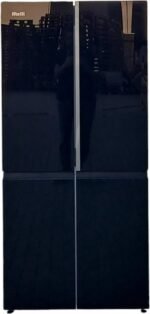 Luxe Fitelli KV475GLZW01, 4 deurs, Amerikaanse koelkast, zwart, Glazen voorkant, 83cm breed, No-Frost