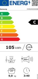Samsung DV9UDG52A0AB Warmtepompdroger 9kg - Zwart - Afbeelding 9