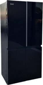 Luxe Fitelli KV475GLZW01, 4 deurs, Amerikaanse koelkast, zwart, Glazen voorkant, 83cm breed, No-Frost - Afbeelding 3