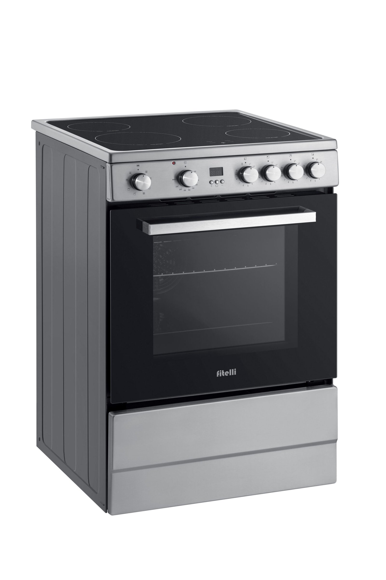 FI6001RVS-1.jpg Fitelli FI6001RVS Inductie Fornuis Vrijstaand 60 cm – Boosterfunctie – met Heteluchtoven – RVS-2 fase - Afbeelding 1