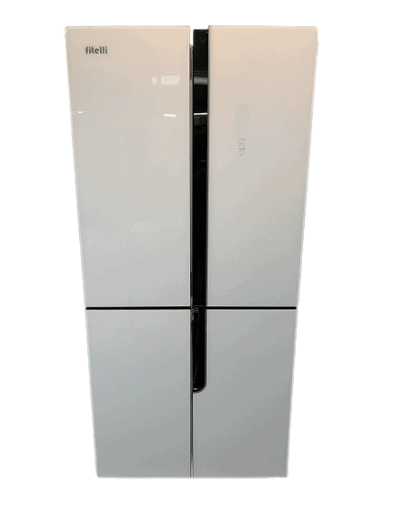 IMG_8733-removebg-preview.png Nieuw!! luxe Fitelli KV427GLWIT01, 4 deurs , Amerikaanse koelkast , wit, glazen voorkant , 83cm breed, no-frost - Afbeelding 1