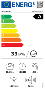 Inventum VWM8030W - Wasmachine - 8kg - 14 programma's - 1400 toeren - Energieklasse A - Steam Clean - Afbeelding 6