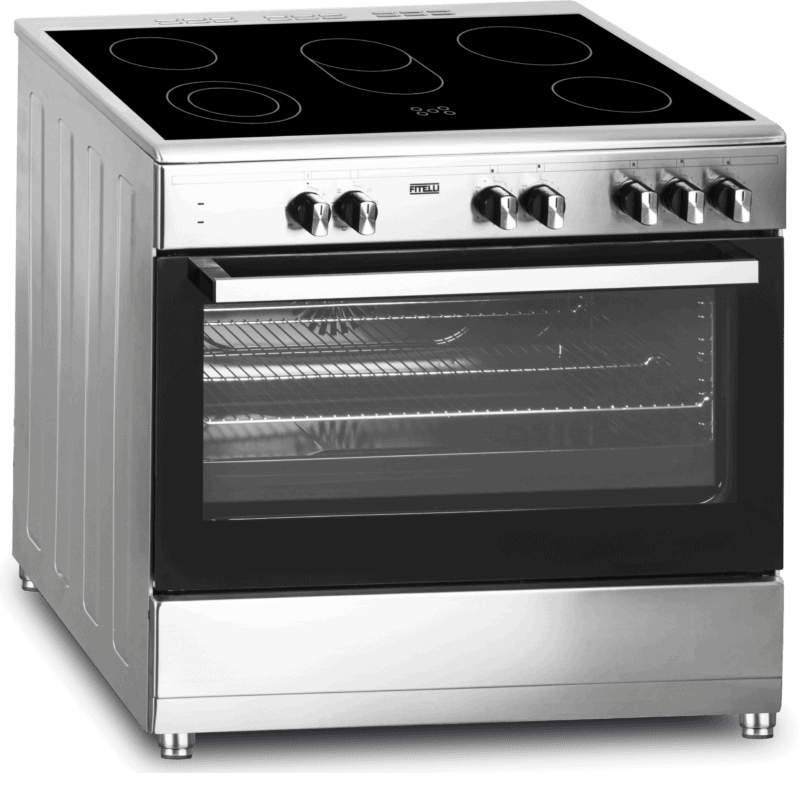 FK9001RVS-2-copy.png Nieuw!! Fitelli FK9001RVS keramisch Vrijstaand fornuis RVS 90CM breed met heteluchtoven - Afbeelding 1
