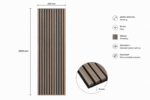 Akoestisch Wandpaneel Walnut  – 2600 x 600 x 16 mm – Houtlook Lattenwand met Zwart Vilt - Afbeelding 2