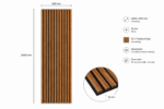 Akoestisch Wandpaneel M.Y. Thailand Teak – 2600 x 600 x 16 mm – Houtlook Lattenwand met Zwart Vilt - Afbeelding 2