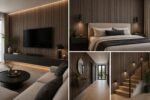 Akoestisch Wandpaneel Smoked Walnut – 2600 x 600 x 16 mm – Houtlook Lattenwand met Zwart Vilt - Afbeelding 2