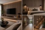 Akoestisch Wandpaneel Walnut JK – 2600 x 600 x 16 mm – Houtlook Lattenwand met Zwart Vilt - Afbeelding 3