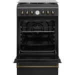 Indesit IS5G8MHA/E gasfornuis, vrijstaand, elektrisch, gas, zwart antraciet 50cm breed