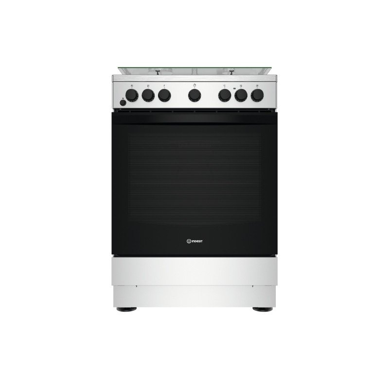 indesit-is67g4phx-e-freestanding-cooker-gas-black-stainless-steel-a Indesit IS67G4PHX/E Vrijstaande gasfornuis grijs, roestvrij staal A - Afbeelding 1